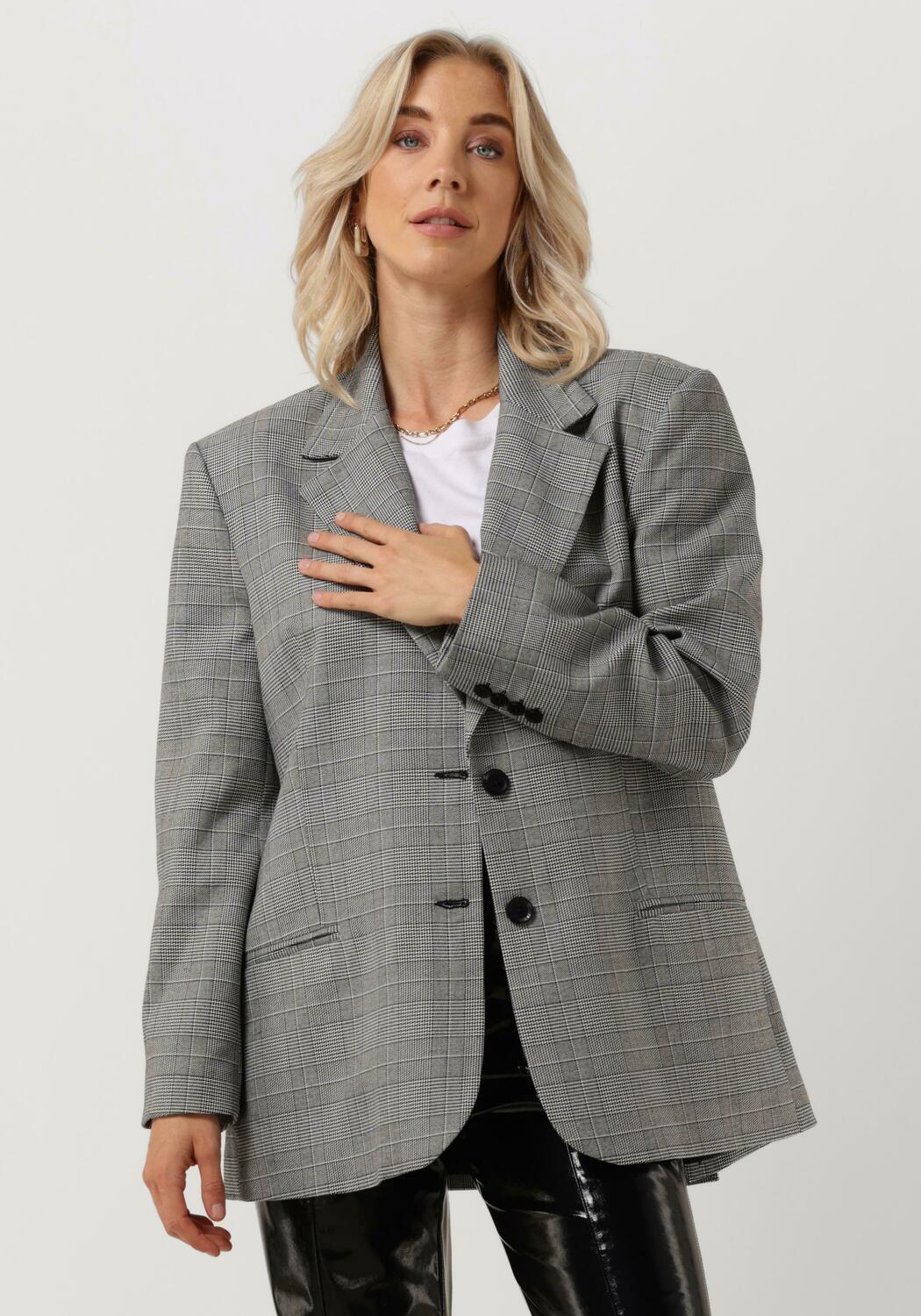 Zwarte ALIX THE LABEL Blazer WOVEN CHECK BLAZER Omoda