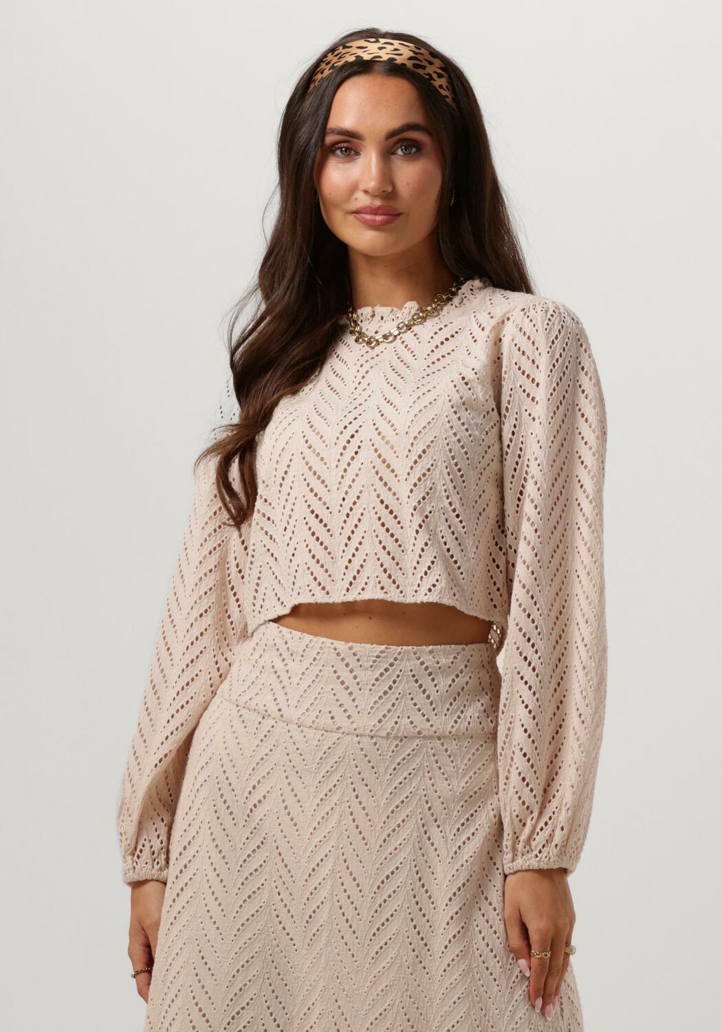 Noemi Off-Shoulder Cropped Blouse - Brown/Ivory