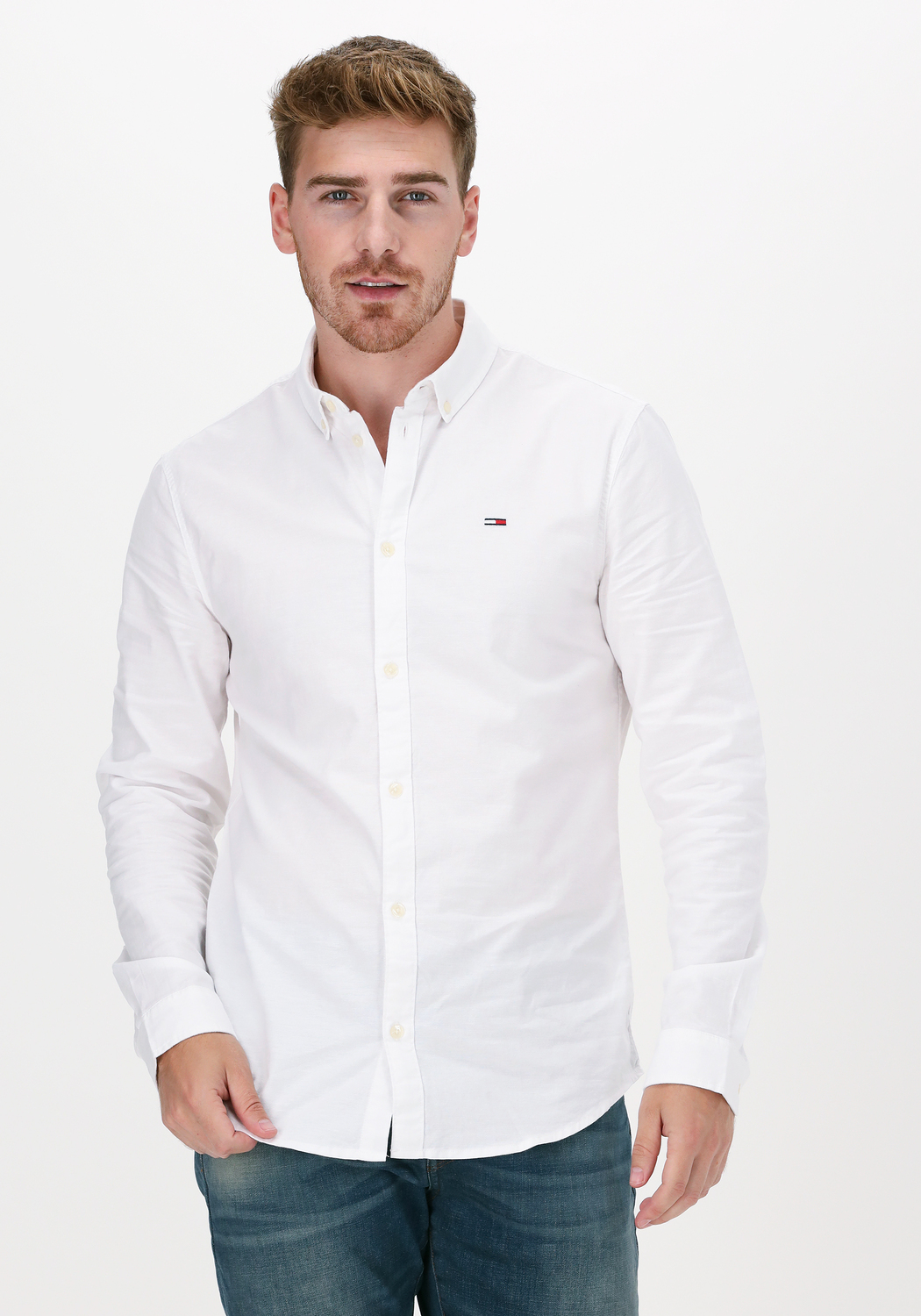 Witte TOMMY JEANS Casual overhemd TJM SLIM STRETCH OXFORD SHIRT | Omoda