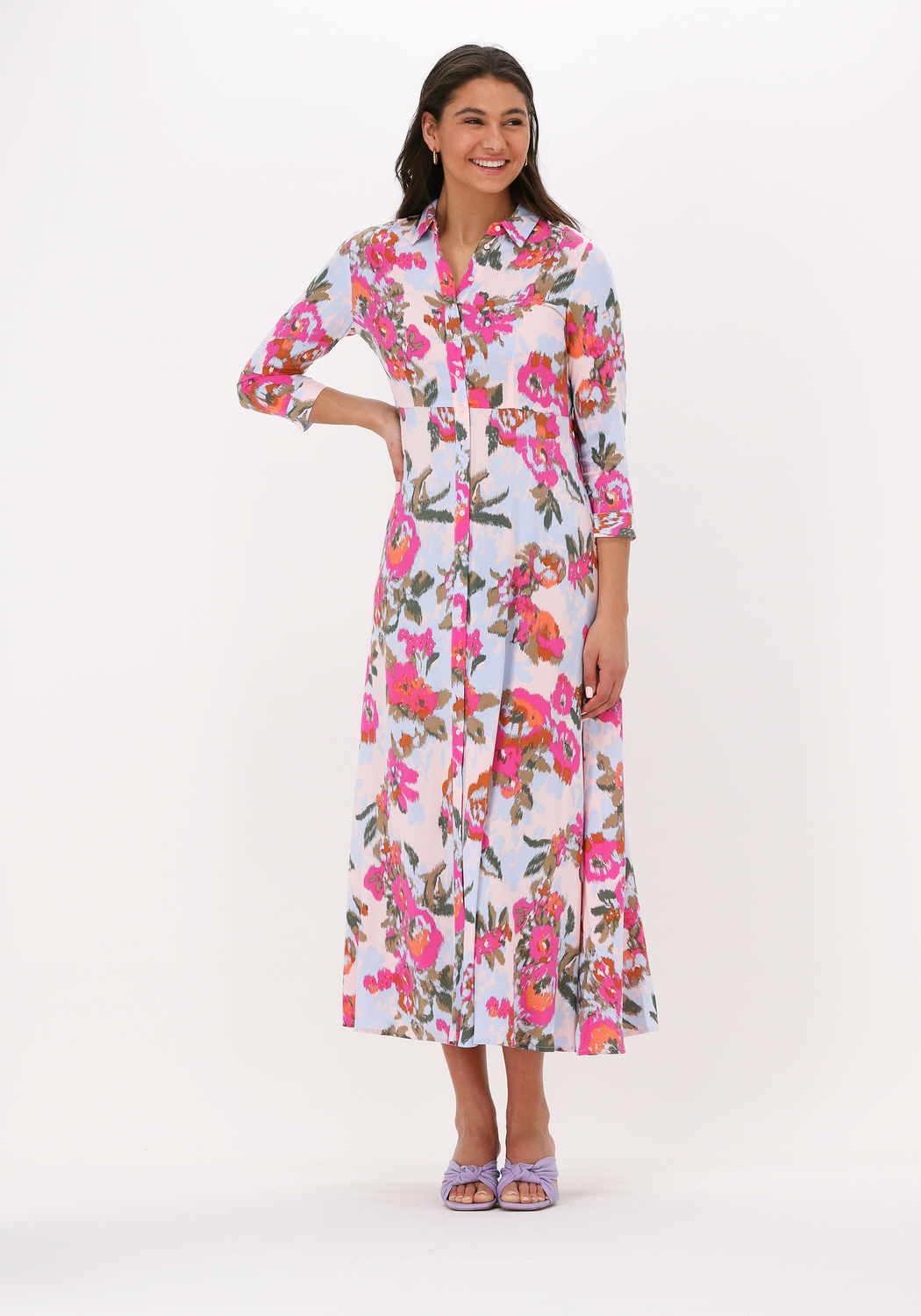 Roze Y.A.S. Maxi jurk YASSAVANNA LONG SHIRT DRESS | Omoda