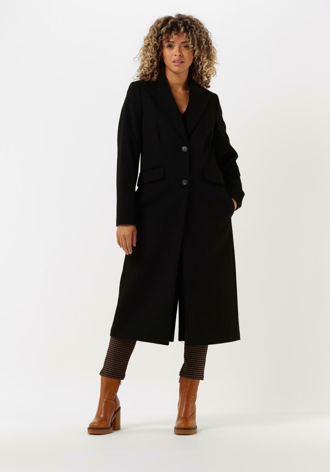 Zwarte BEAUMONT Mantel LONG BLAZER COAT Omoda