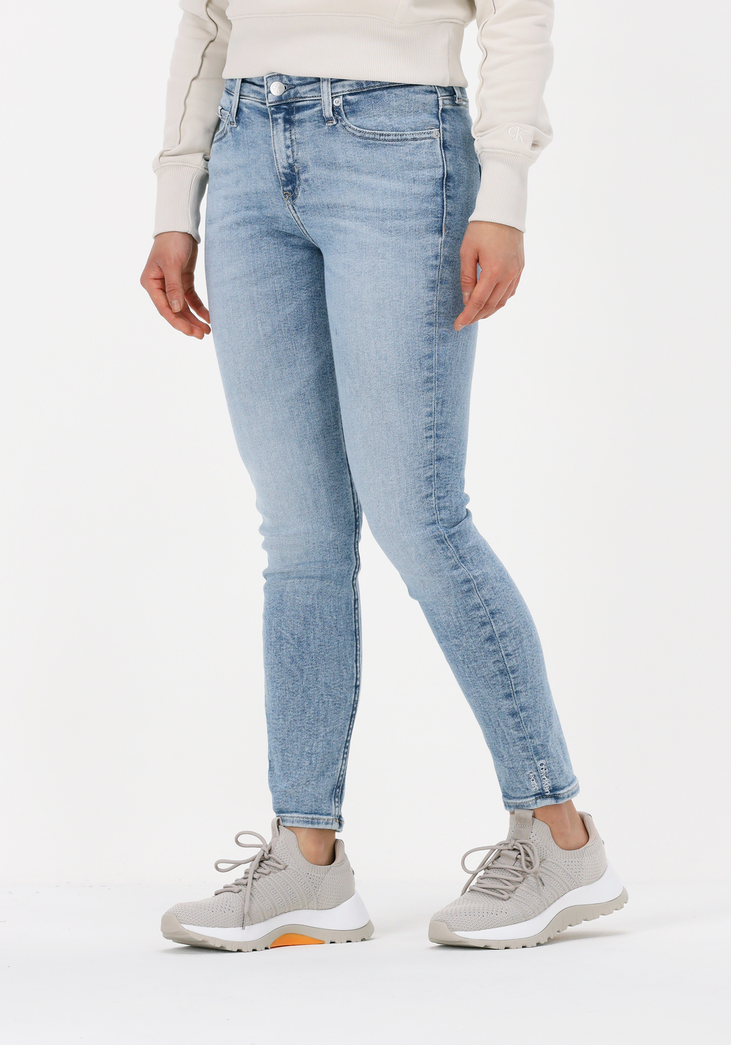 Lichtblauwe CALVIN KLEIN Skinny jeans MID RISE SKINNY ANKLE Omoda