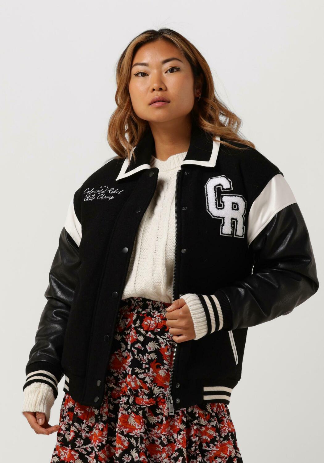Zwarte COLOURFUL REBEL Jack CHARLEY BASEBALL JACKET Omoda