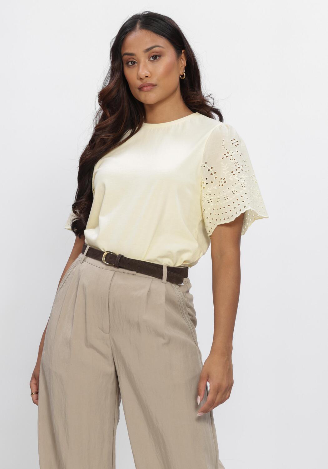 Creme Y.A.S. Top YASLEX SS TOP W. EMB SLEEVES S. | Omoda
